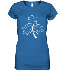 Autism shamrock St Patrick's day Women's V-Neck - kambletee
