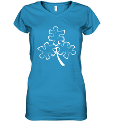Autism shamrock St Patrick's day Women's V-Neck - kambletee