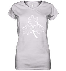 Autism shamrock St Patrick's day Women's V-Neck - kambletee