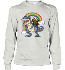 Star Wars Baby Yoda riding Dinosaur rainbow Long Sleeve T-Shirt - kambletee