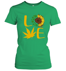 Love Sunflower and Weed Cannabis Women's T-Shirt - kambletee