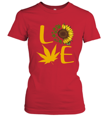 Love Sunflower and Weed Cannabis Women's T-Shirt - kambletee