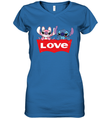 Stitch and Angel love Levi's logo Women's V-Neck - kambletee