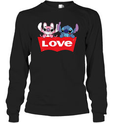 Stitch and Angel love Levi's logo Long Sleeve T-Shirt - kambletee