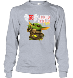 Baby Yoda Valentino Rossi Legends Never Die Long Sleeve T-Shirt - kambletee
