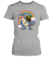 Star Wars Baby Yoda riding Dinosaur rainbow Women's T-Shirt - kambletee