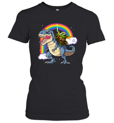 Star Wars Baby Yoda riding Dinosaur rainbow Women's T-Shirt - kambletee