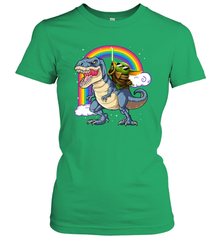 Star Wars Baby Yoda riding Dinosaur rainbow Women's T-Shirt - kambletee