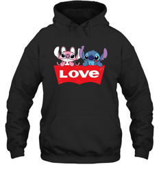 Stitch and Angel love Levi's logo Hoodie - kambletee