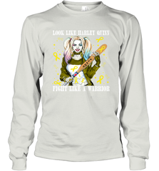 Harley Quinn Fight Like A Warrior Bone Cancer Awareness Long Sleeve T-Shirt - kambletee