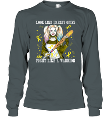 Harley Quinn Fight Like A Warrior Bone Cancer Awareness Long Sleeve T-Shirt - kambletee