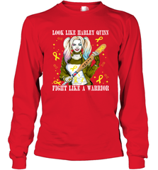 Harley Quinn Fight Like A Warrior Bone Cancer Awareness Long Sleeve T-Shirt - kambletee