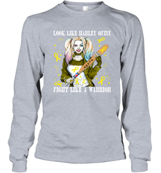 Harley Quinn Fight Like A Warrior Bone Cancer Awareness Long Sleeve T-Shirt - kambletee