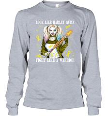 Harley Quinn Fight Like A Warrior Bone Cancer Awareness Long Sleeve T-Shirt - kambletee