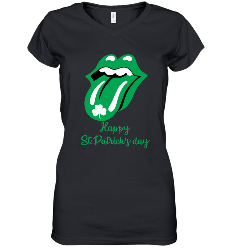 Happy St. Patrick's day Rolling Stones Women's V-Neck - kambletee