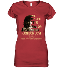 It's My Life It's Now Or Never Jon Bon Jovi Women's V-Neck - kambletee