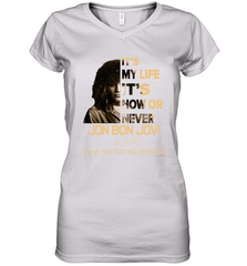 It's My Life It's Now Or Never Jon Bon Jovi Women's V-Neck - kambletee