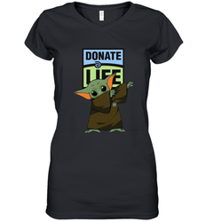 Baby Yoda Dabbing Donate Life Women's V-Neck - kambletee