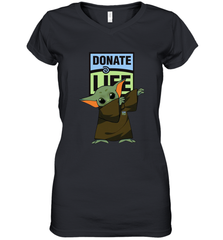 Baby Yoda Dabbing Donate Life Women's V-Neck - kambletee