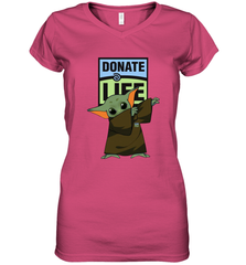 Baby Yoda Dabbing Donate Life Women's V-Neck - kambletee