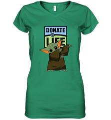 Baby Yoda Dabbing Donate Life Women's V-Neck - kambletee