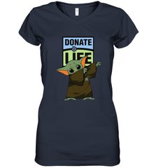Baby Yoda Dabbing Donate Life Women's V-Neck - kambletee