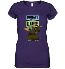 Baby Yoda Dabbing Donate Life Women's V-Neck - kambletee