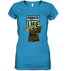 Baby Yoda Dabbing Donate Life Women's V-Neck - kambletee