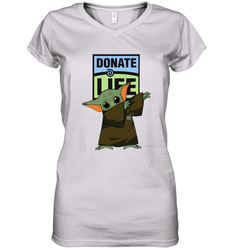 Baby Yoda Dabbing Donate Life Women's V-Neck - kambletee
