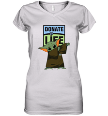 Baby Yoda Dabbing Donate Life Women's V-Neck - kambletee