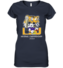LSU Tigers Mickey Mouse National Championship 2020 Women's V-Neck - kambletee
