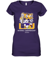 LSU Tigers Mickey Mouse National Championship 2020 Women's V-Neck - kambletee