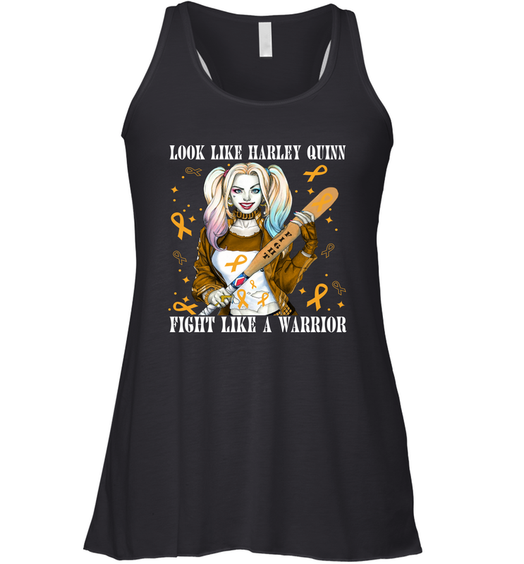 Harley Quinn Fight Like A Warrior Appendix Cancer Awareness Racerback Tank - kambletee